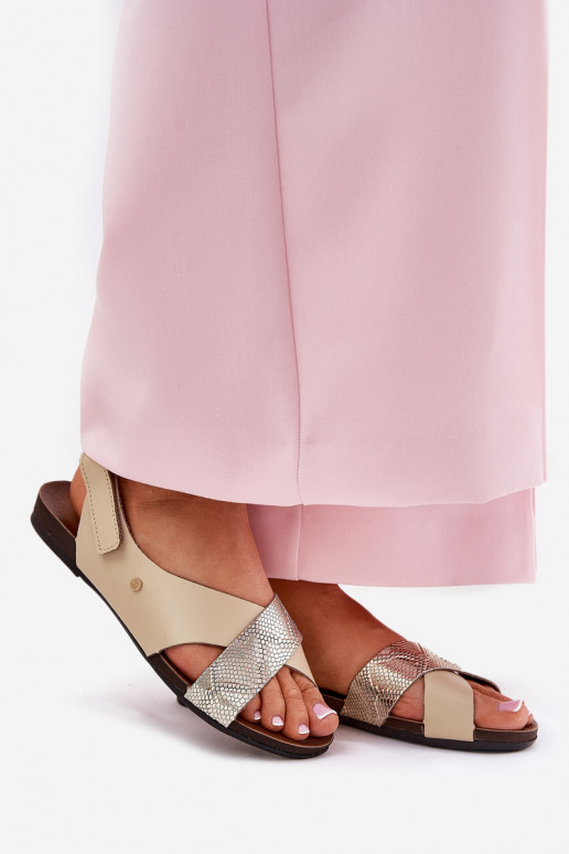 Damensandalen mit Klebeverschlüssen Zazoo 40141 Beige-goldene Farbe Damensandalen mit Klebeverschlüssen Zazoo 40141 Beige-goldene Farbe