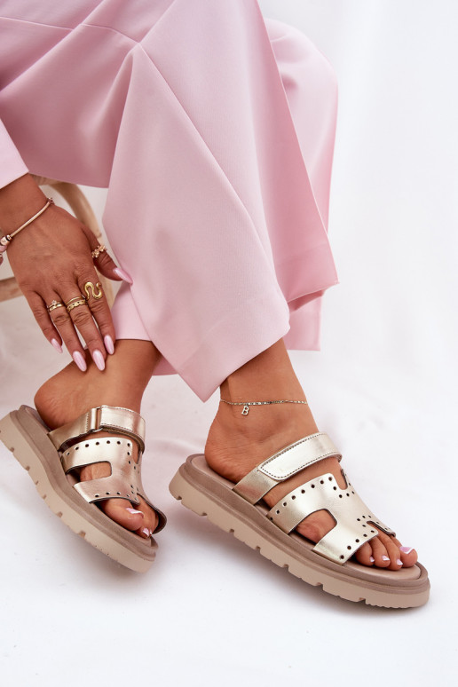 DamenhausschuheErmöglichtturalnej Skóry mit einer Plattform Zazoo 40440 goldene Farbe DamenhausschuheErmöglichtturalnej Skóry mit einer Plattform Zazoo 40440 goldene Farbe