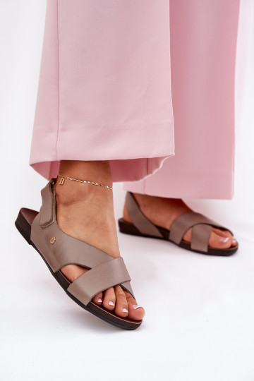 Damensandalen mit Klebeverschlüssen Zazoo 40141 Beige