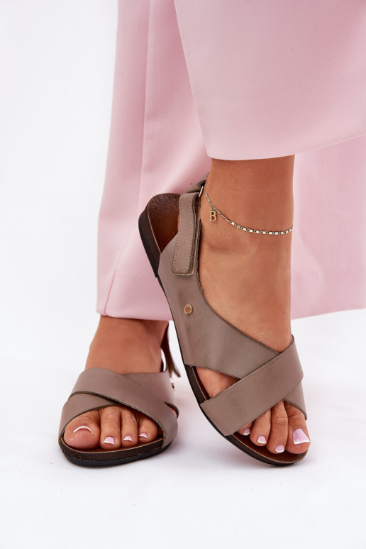 Damensandalen mit Klebeverschlüssen Zazoo 40141 Beige