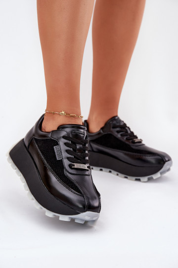 Haut Feminin Sneakers Stilvollllschuhe mit einer Plattform Big Star RR274873 HI-POLY SYSTEM schZuarze Farbe 2
