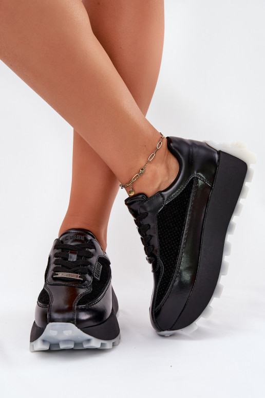 Haut Feminin Sneakers Stilvollllschuhe mit einer Plattform Big Star RR274873 HI-POLY SYSTEM schZuarze Farbe Haut Feminin Sneakers Stilvollllschuhe mit einer Plattform Big Star RR274873 HI-POLY SYSTEM schZuarze Farbe