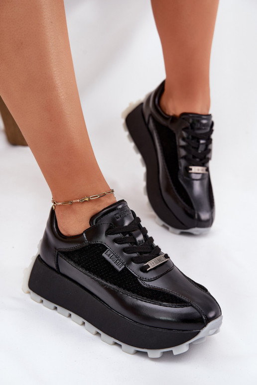 Haut Feminin Sneakers Stilvollllschuhe mit einer Plattform Big Star RR274873 HI-POLY SYSTEM schZuarze Farbe Haut Feminin Sneakers Stilvollllschuhe mit einer Plattform Big Star RR274873 HI-POLY SYSTEM schZuarze Farbe