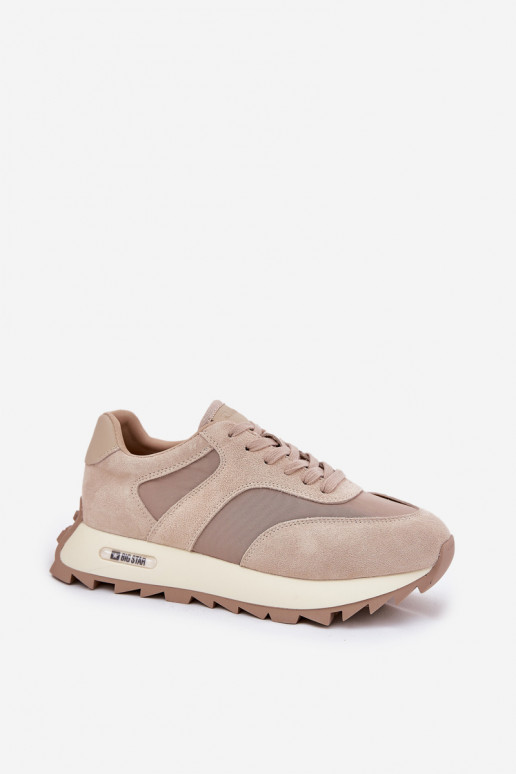aus INildleder Sneakers Stilvollllschuhe mit einer Plattform Feminin Big Star RR274897 HI-POLY SYSTEM Beige