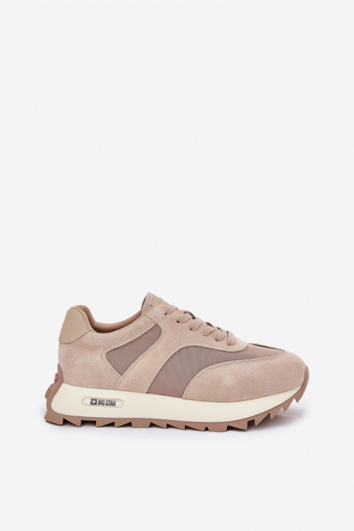 aus INildleder Sneakers Stilvollllschuhe mit einer Plattform Feminin Big Star RR274897 HI-POLY SYSTEM Beige