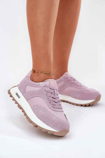 aus INildleder Sneakers Stilvollllschuhe mit einer Plattform Feminin Big Star RR274900 HI-POLY SYSTEM Violette Farbe 2