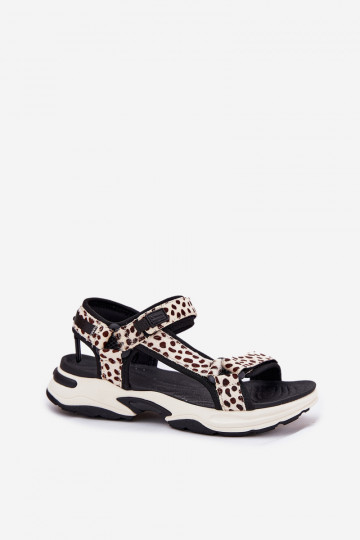 Damensandalen mit Klebeverschlüssen D.Franklin DFSH406002 SchZuarz und-Beige 2