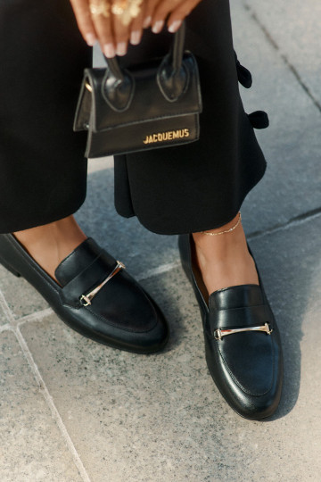 Haut Schuhe Mokassins für Damen Es mussciejka K6809-01 schZuarze Farbe