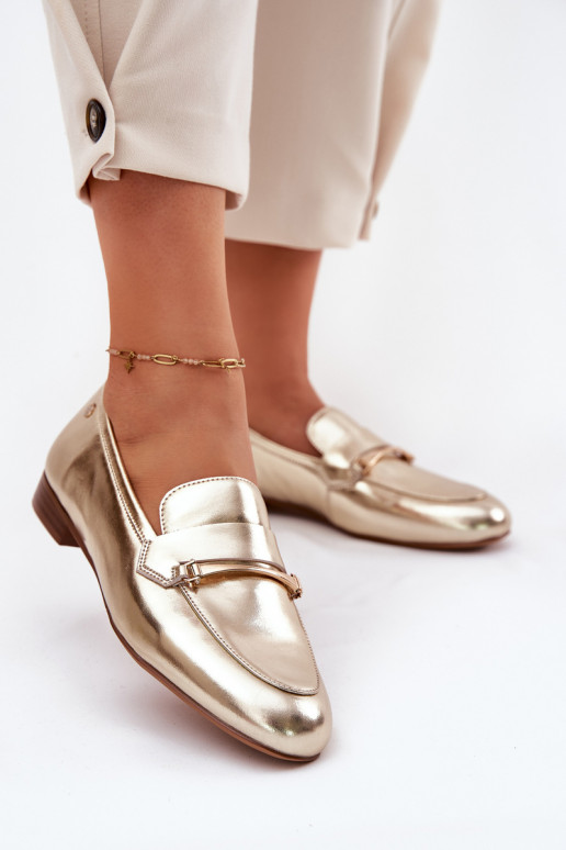 Haut Schuhe Mokassins für Damen Es mussciejka K6809-25 goldene Farbe Haut Schuhe Mokassins für Damen Es mussciejka K6809-25 goldene Farbe