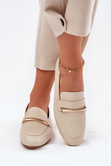 Leder Damen Mokassins Tai turiciejka K6809-04 in sandfarben
