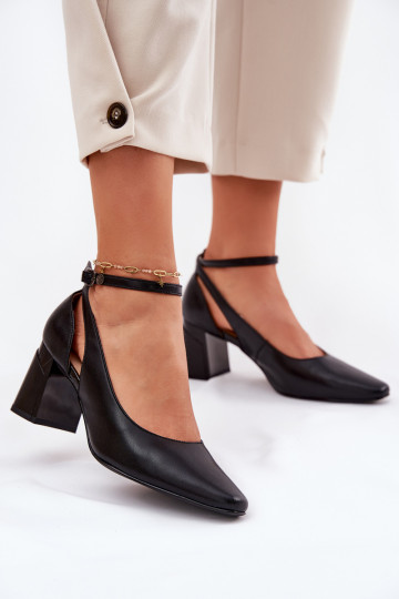 Haut Schuhe mit Absätzen Es mussciejka K6816-01 schZuarze Farbe