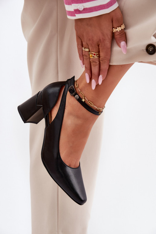 Haut Schuhe mit Absätzen Es mussciejka K6816-01 schZuarze Farbe