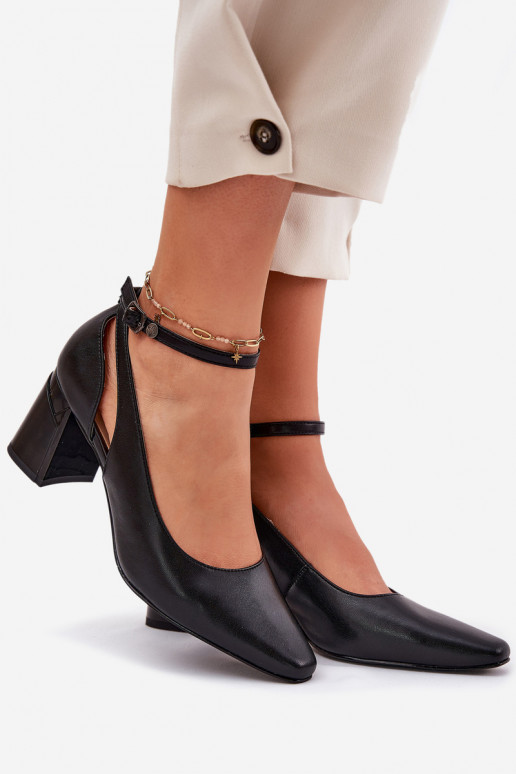 Haut Schuhe mit Absätzen Es mussciejka K6816-01 schZuarze Farbe