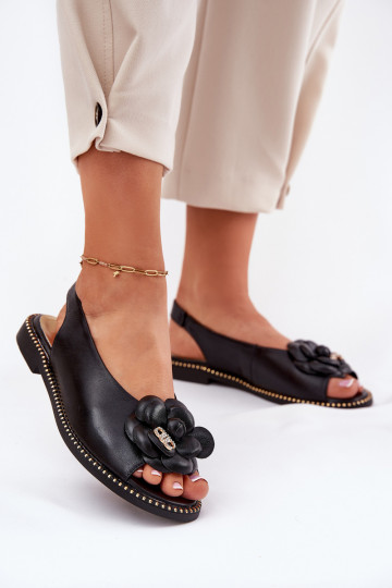 Haut Flache Sandalen mit Ornamenten CheBello 4642 schZuarze Farbe 2