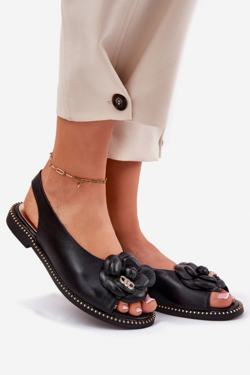 Haut Flache Sandalen mit Ornamenten CheBello 4642 schZuarze Farbe Haut Flache Sandalen mit Ornamenten CheBello 4642 schZuarze Farbe