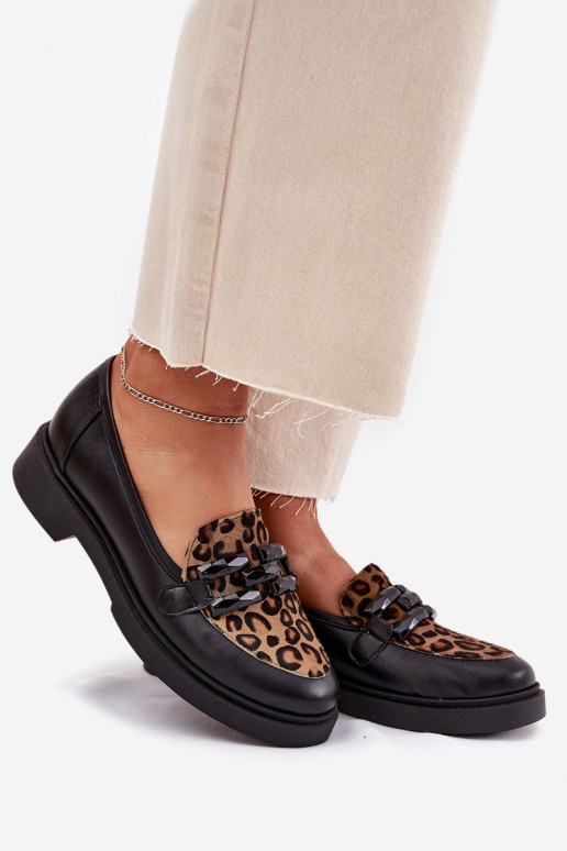 Haut Mokassins mit Ornamenten I Panterką Laura Messi 2965 schZuarze Farbe Haut Mokassins mit Ornamenten I Panterką Laura Messi 2965 schZuarze Farbe