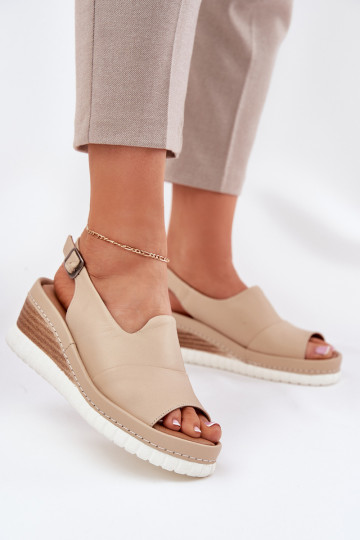 Damensandalen Haut Auf einem Keil Artiker 56C0919 Beige 2