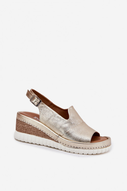 Damensandalen Haut Auf einem Keil Artiker 56C0920 goldene Farbe Damensandalen Haut Auf einem Keil Artiker 56C0920 goldene Farbe