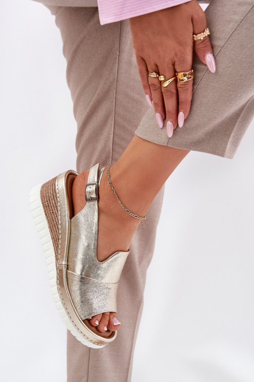 Damensandalen Haut Auf einem Keil Artiker 56C0920 goldene Farbe Damensandalen Haut Auf einem Keil Artiker 56C0920 goldene Farbe