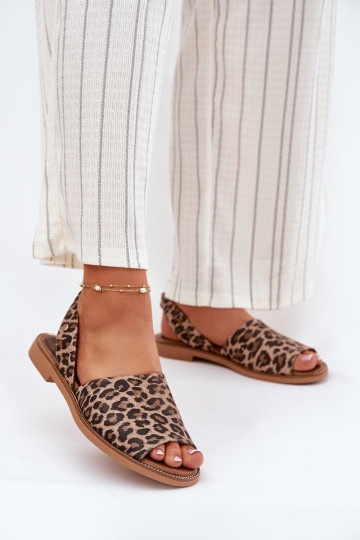 Zazoo 40327 Leder-Einschlüpfsandalen mit Leopardenmuster 2