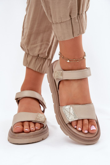 Damensandalen Feminin mit einer Plattform Zazoo 40443 Beige