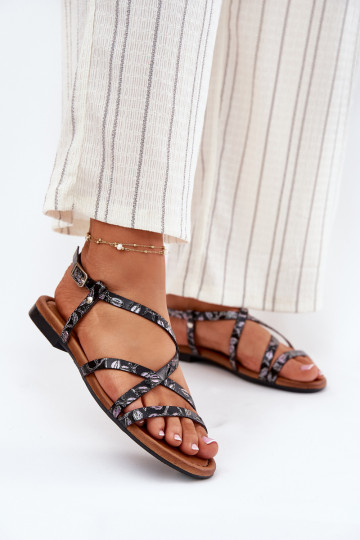 gleichschenklig Damensandalen Feminin Es mussciejka 06635-05 schZuarze Farbe 2