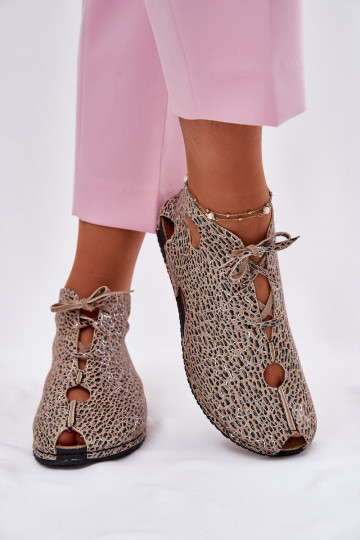 Gestreifte Lederstiefeletten Tai turiciejka 03426-49 mit Leopardenfell-Muster