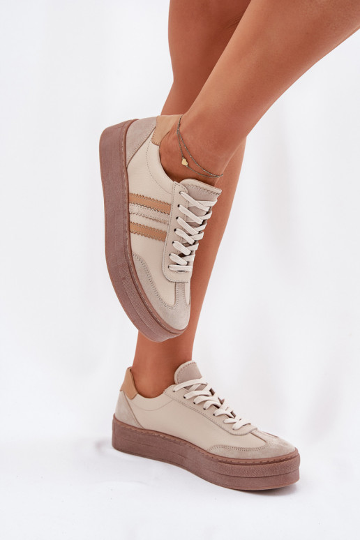 Haut Sneakers Stilvollllschuhe Feminin mit einer Plattform Zazoo N1234 Beige Haut Sneakers Stilvollllschuhe Feminin mit einer Plattform Zazoo N1234 Beige