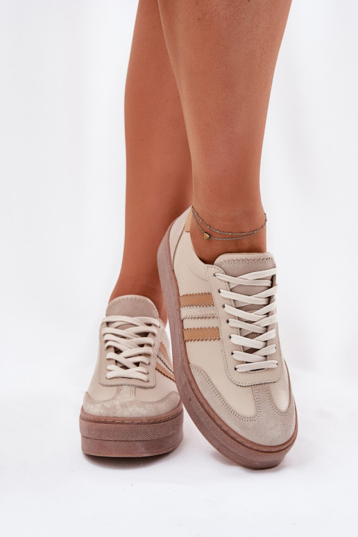 Haut Sneakers Stilvollllschuhe Feminin mit einer Plattform Zazoo N1234 Beige Haut Sneakers Stilvollllschuhe Feminin mit einer Plattform Zazoo N1234 Beige