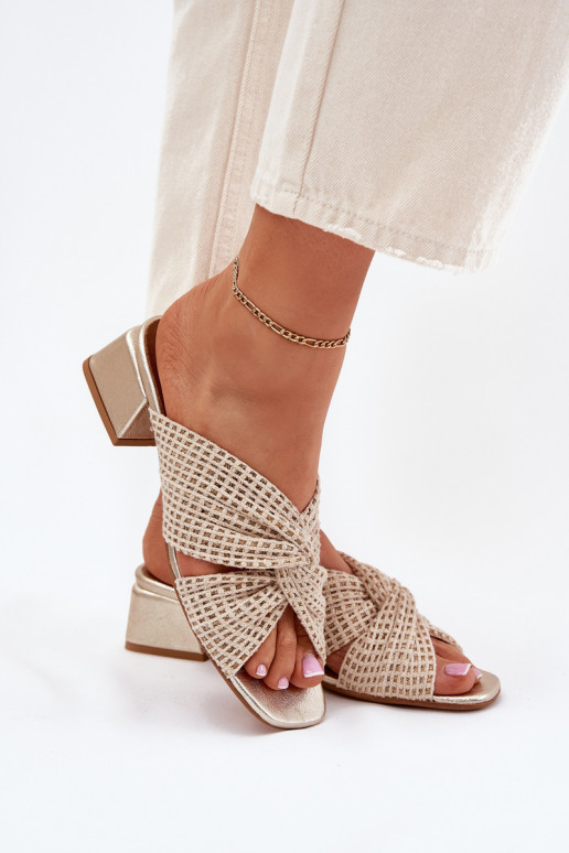 Damenhausschuhe Klocke Es mussciejka 06955-25 Beige-goldene Farbe Damenhausschuhe Klocke Es mussciejka 06955-25 Beige-goldene Farbe