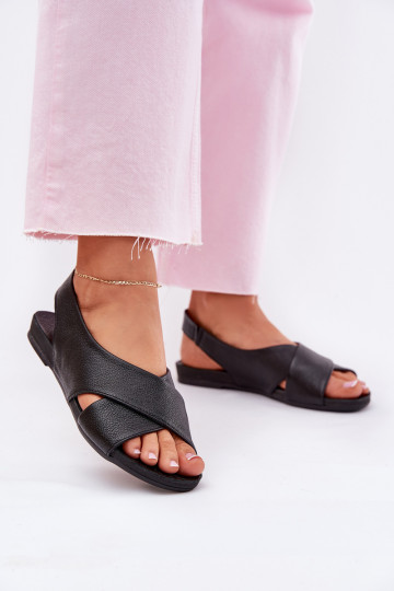 Zazoo 40407 schwarze Leder-Sandaletten für Frauen