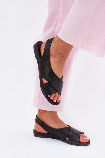 Zazoo 40407 schwarze Leder-Sandaletten für Frauen 2