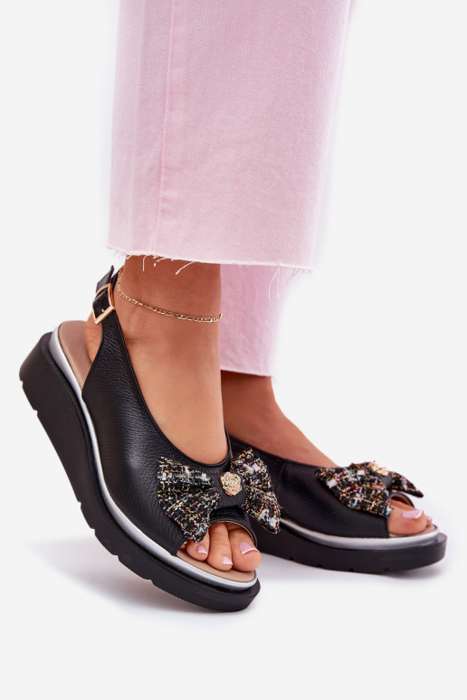 Damensandalen Feminin Auf einem Keil mit Bändern Zazoo 1882 schZuarze Farbe Damensandalen Feminin Auf einem Keil mit Bändern Zazoo 1882 schZuarze Farbe