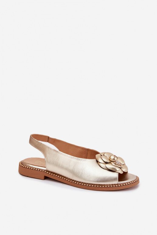 Haut Flache Sandalen mit Ornamenten CheBello 4642 goldene Farbe Haut Flache Sandalen mit Ornamenten CheBello 4642 goldene Farbe