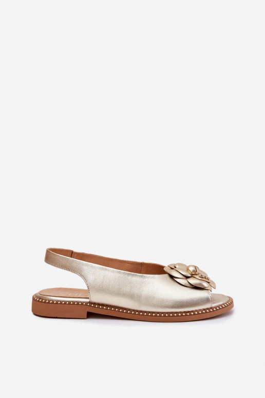 Haut Flache Sandalen mit Ornamenten CheBello 4642 goldene Farbe Haut Flache Sandalen mit Ornamenten CheBello 4642 goldene Farbe