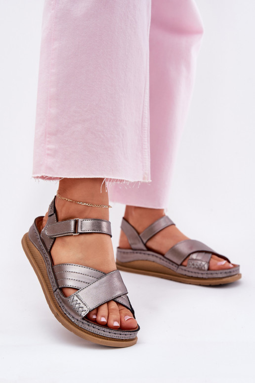 Damensandalen Feminin mit einer Plattform Es mussciejka L7064-35 graue Farbe Damensandalen Feminin mit einer Plattform Es mussciejka L7064-35 graue Farbe