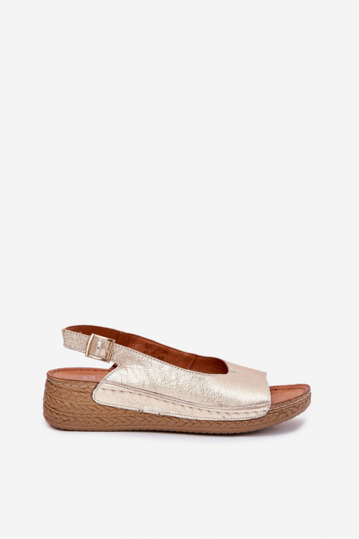 Damensandalen Feminin Auf einem Keil Es mussciejka L7069 -25 goldene Farbe Damensandalen Feminin Auf einem Keil Es mussciejka L7069 -25 goldene Farbe