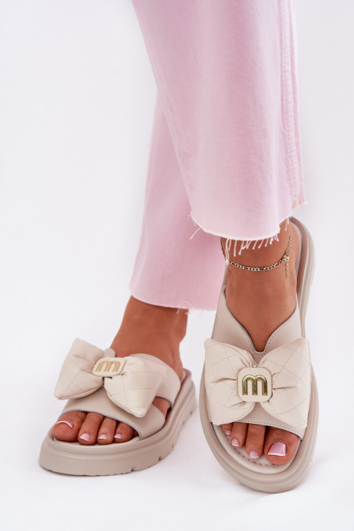 Lederhausschuhe Feminin mit einer Plattform mit Bändern CheBello 4647 Beige Lederhausschuhe Feminin mit einer Plattform mit Bändern CheBello 4647 Beige