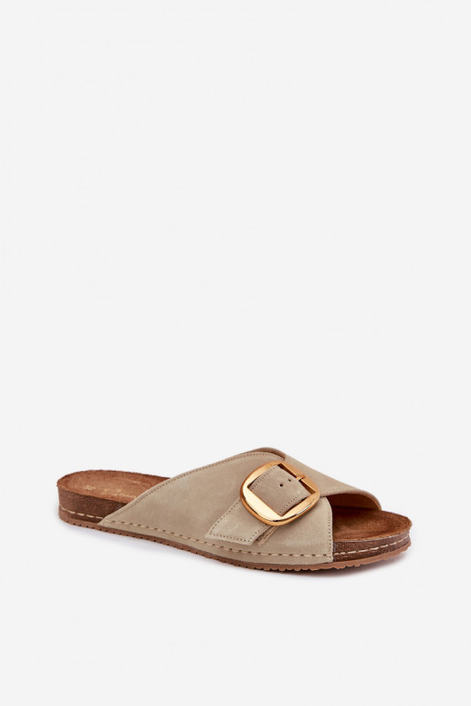 Lederhausschuhe mit goldenen Schnallen Es mussciejka 07000-22 PistacjoZue Lederhausschuhe mit goldenen Schnallen Es mussciejka 07000-22 PistacjoZue