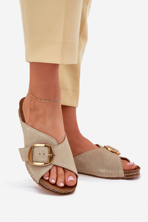 Lederhausschuhe mit goldenen Schnallen Es mussciejka 07000-22 PistacjoZue Lederhausschuhe mit goldenen Schnallen Es mussciejka 07000-22 PistacjoZue