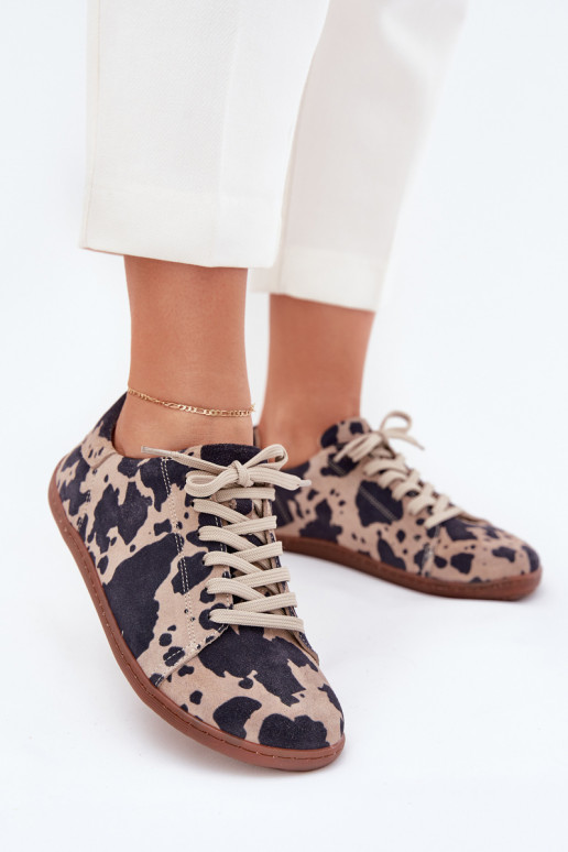 aus INildleder lässige Schuhe Barefoot Feminin IN Łaty Zazoo N1120 braun-Beige aus INildleder lässige Schuhe Barefoot Feminin IN Łaty Zazoo N1120 braun-Beige