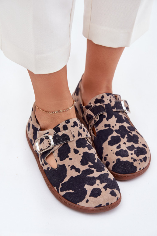 aus INildleder Schuhe Barefoot Feminin mit Schnallen Łaty Zazoo N1261 braun-Beige aus INildleder Schuhe Barefoot Feminin mit Schnallen Łaty Zazoo N1261 braun-Beige