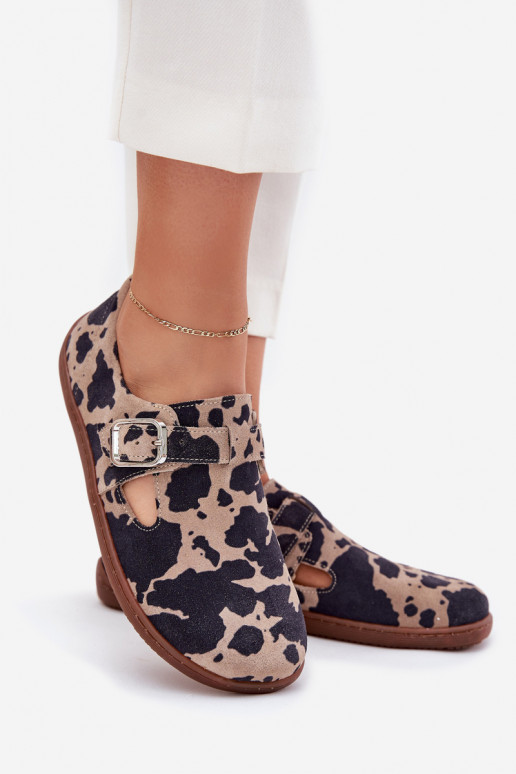 aus INildleder Schuhe Barefoot Feminin mit Schnallen Łaty Zazoo N1261 braun-Beige aus INildleder Schuhe Barefoot Feminin mit Schnallen Łaty Zazoo N1261 braun-Beige