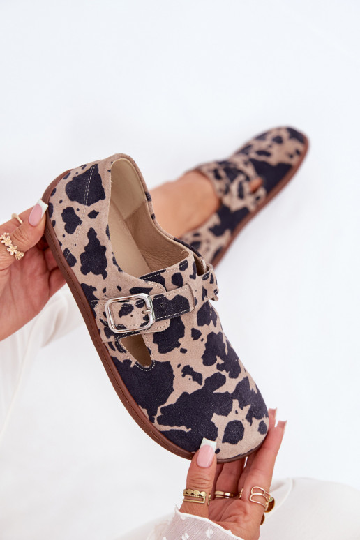 aus INildleder Schuhe Barefoot Feminin mit Schnallen Łaty Zazoo N1261 braun-Beige aus INildleder Schuhe Barefoot Feminin mit Schnallen Łaty Zazoo N1261 braun-Beige