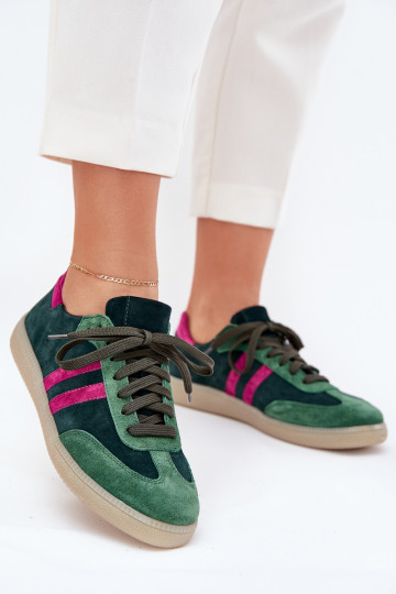 Zazoo N1068 aus INildleder Niedrig Sneakers Stilvollllschuhe Feminin Khaki-Farbe-Farbe