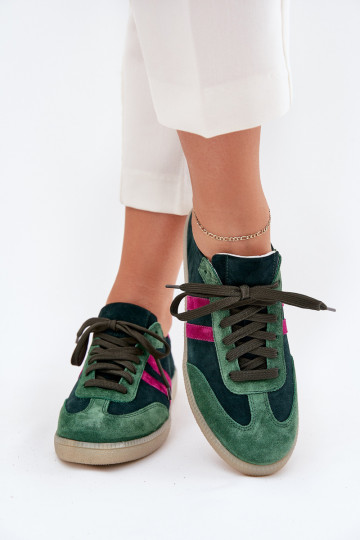 Chaki-farbene Wildlederschuhe für Frauen im Low-Top-Stil Zazoo N1068 2