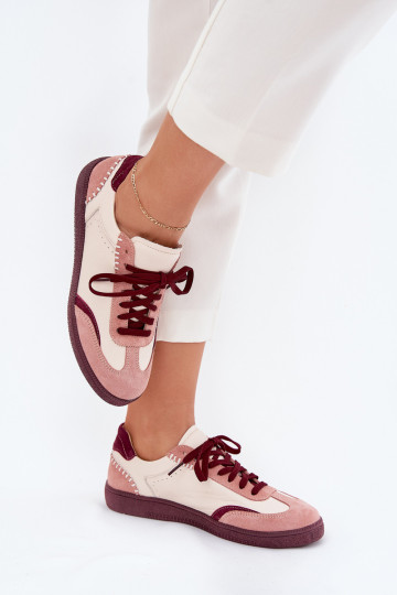 Rosa Ledersportschuhe für Frauen Zazoo N1202