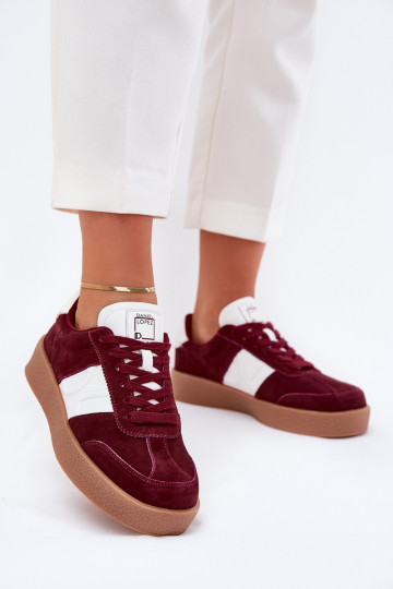 Bordeauxfarbene Wildledersportschuhe für Frauen Daniel Lopez Just Dare SS2D4023