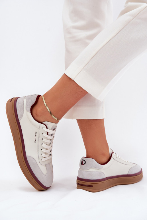 Haut Feminin Sneakers Stilvollllschuhe Daniel Lopez Just Dare SS2D4008 INeiß-graue Farbe Haut Feminin Sneakers Stilvollllschuhe Daniel Lopez Just Dare SS2D4008 INeiß-graue Farbe