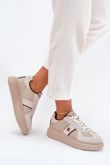Leder Damen Sportschuhe mit Plateau Daniel Lopez Just Dare SS2D4003 sandfarben